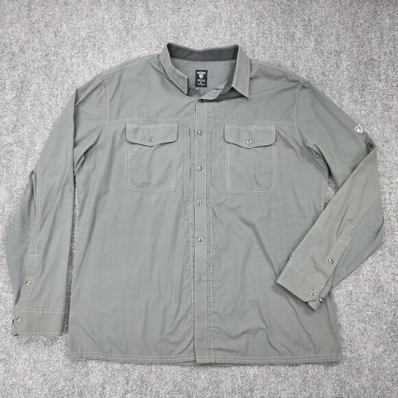 Kuhl Shirt Mens XL Gray Long Sleeve Button Up Vented Roll Tab Hiking Outdoor - Picture 4 of 16